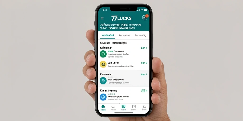 Tampilan antarmuka utama aplikasi Dompet Digital 77LUCKS.