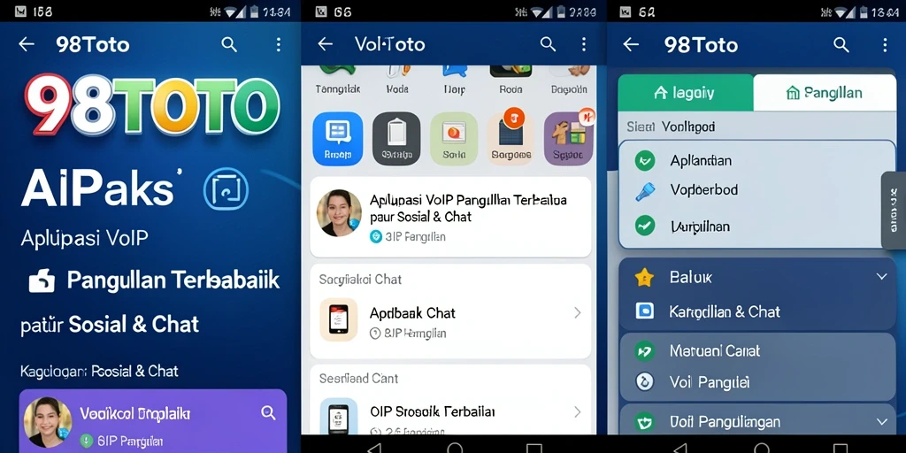 Antarmuka aplikasi 98TOTO yang menampilkan fungsi VoIP Panggilan dengan jelas.