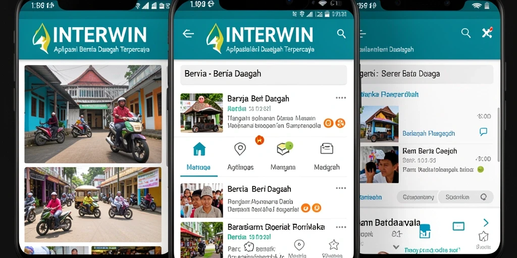 Tampilan antarmuka INTERWIN untuk berita daerah yang informatif.