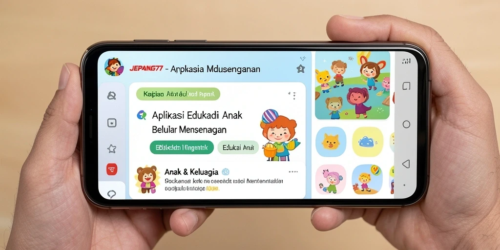 Tampilan antarmuka ramah anak dari aplikasi JEPANG77.